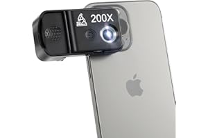 Vinkarpe 200X Handy Mikroskop mit LED, Vinkarpe Mini-Mikroskop Lupe für Smartphone Kamera, Taschenmikroskop mit CPL für Explore Micworld Kompatibel mit iPhone/Samsung/Xiaomi/Huawei