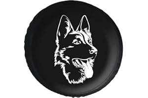 Phelika Copriruota di scorta nero pastore tedesco protezioni per ruote in pelle PVC resistente alle intemperie universale per rimorchi camper SUV camion camper accessori per rimorchi da viaggio 14