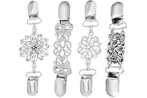 VALICLUD 4 Pezzi Retro Scialle Clip Cardigan Clip Retro Fiori Maglione Clip Catena Maglione Cardigan Clip Abiti Cardigan Colletto Clip Fermagli Per Sciarpa Cardigan Accessorio Fisso