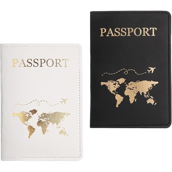 Housse Passeport Et Étiquette Bagage COMVASTARS - 2 Pcs Blanc Et Noir - PU Cuir, 10.8x14.2cm