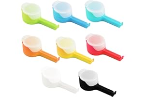 EMBHLITFE 8 clips de sellado de bolsas de alimentos con boquilla de vertido, multiusos, duraderos, reutilizables, selladores de bolsas de plástico, clips selladores de tapas de plástico, clips selladores para