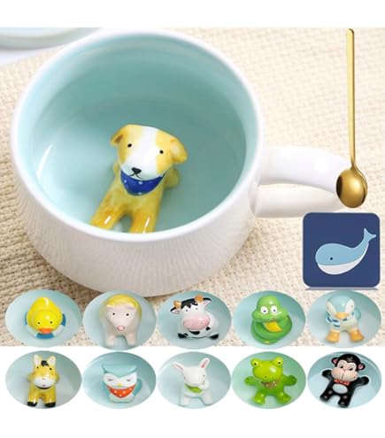Handgemaakte teckel mok, grappige 3D dierlijke vorm koffie mok, teckel D Franse Bulldog & Basset Hound handvat koffie beker voor thuis keuken woonkamer kantoor decor (Franse Bulldog