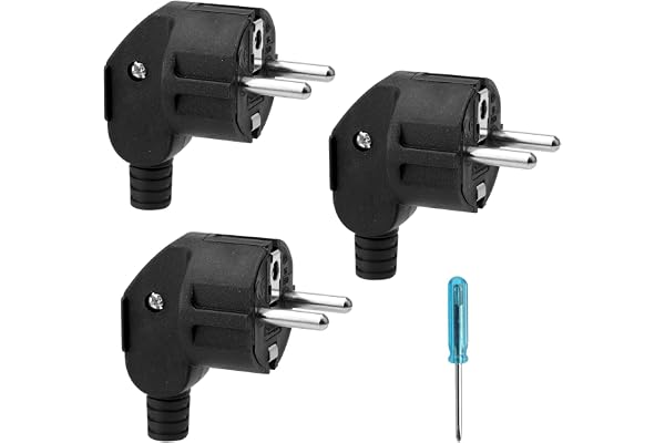 3 st Schuko-kontakter 250 V 16 A Vinkelskyddskontakt Vinkelkontakt Schuko Vinkel elektrisk kontakt med skyddskontakt IP20 för hushållsapparater hållbar och obrukbar