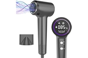 GAOJIE Seche Cheveux Professionnel, 400 Millions Sèche-cheveux à Plasma, Moteur Haute Vitesse 110000 TR/Min pour un Séchage Rapide, Avec Buse Magnétique, Faible Bruit pour Famille Voyage (Gris Foncé)
