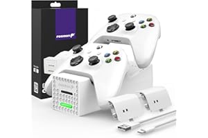 Fosmon Dual Stazione di Ricarica Compatible con Controller Xbox Series X/S 2020 (Non per Xbox One / 360), (Dual Slot) Caricabatteria Docking Station e 2X Batteria Ricaricabile - Bianca