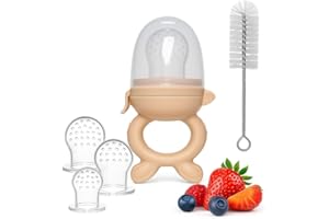 CHOO Grignoteuse Bébé Évolutive 4–24 Mois – Tétine à Fruits + Brosse de Nettoyage – Anneau de Dentition – Sans BPA – DME/Diversification Alimentaire – Marque Française
