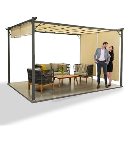 Aluminium-Anbaupergola 4x3 M – Mit Polycarbonat-Dach, Integrierter Regenrinne & Montagezubehör