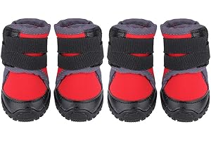 PSSOPP Buty dla psów Ochrona łapy Buty dla psa Antypoślizgowe buty dla psów Wodoodporne buty dla psów Obuwie sportowe na świeżym powietrzu dla średnich i dużych psów Na polowanie (# 90-czerwony)