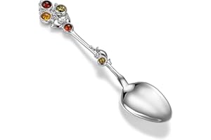 fish Enfants Cadeau de Baptême Cuillère pour bébé avec de l'ambre. vrai Argent Emballage écologique Cadeau pour le baptême