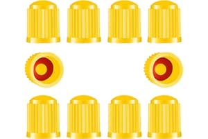TYPHEERX 10 Pcs Tyre Valve Caps Car Dust Caps Bike Tire Stem Dust Covers with Seal O-Ring for SUV Cars Bike Motorcycle Truck, Yellow