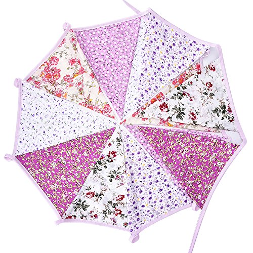 Double Sided Fabric Party Bunting with Vintage Chic Floral Design, 3.8 Meters
