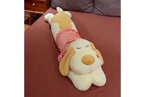 LANPEW Bulldogge Stofftiere Welpe Grau Plüsch Kissen Lang Welpe Plüschtier Ausgestopftes Tier Spielzeug Kuschelkissen Geschenk Plüschkissen (rote Kleidung weiß, 110cm)