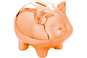 GOPIGITO Huchas Originales para Niños Adultos, Infantil Hucha Cerdito, Personalizada Boda Hucha Grande, Cajero para Ahorrar, Originales Regalos para Parejas, Festivales, Alcancias para Adultos (Oro Rosa)