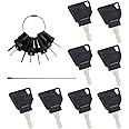 LANAFAY 8pcs Ignition Starter Key Set for JCB Bomag Terex New Holland Ford Vibromax, Replacement Spare Keys for Heavy Equipment with Keychain, Ignition Switch Key for Hamm 14657 Volvo 14607 14603