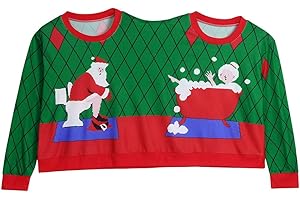 DEELIN Nouveauté de Noël Drôle Deux Personnes Laids Noël Pulls Couples Pull Tricot Blouse Top Shirt