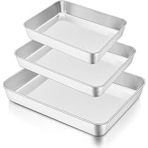 Joyfair Set Di 3 Teglie Rotonde Da 10 Cm, In Acciaio Inox, Antiaderenti