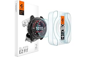 Spigen EZ Fit Härdat Glas [2 Stycken] för Garmin Fenix 8 (51mm) | Fenix 7X, Fenix Epix Pro, Enkel installation, Kristallklart, Reptålig, 9H hårdhet