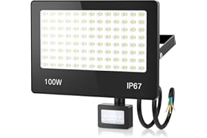 ‎HAPYLUMI HAPYLUMI LED Strahler mit Bewegungsmelder, 100W 10000LM LED Fluter Außen IP67 Wasserdicht, 6500K Kaltweiß Scheinwerfer Aussenstrahler für Garten Garage Haus Hof