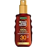 Garnier Ambre Solaire Ideal Bronze Protective Oil Sun Cream Spray SPF30, High Sun Protection Factor 30, Shea Butter, Water Re