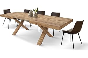 PAZZO DESIGN Tavolo Allungabile Marco, Tavolo Soggiorno, Cucina, Gambe Incrociate X Rovere, Made in Italy, Rovere Rustico, 180x90x76 cm- id_2231
