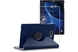 ebestStar - Cover per Samsung Galaxy Tab A6 A 10.1 (2018, 2016) T580 T585, Custodia Protezione Rotazione 360, Pelle PU, Blu scuro + Vetro Temperato