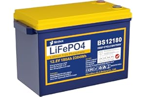 ‎NINTHCIT Ninthcit LiFePO4 Akku 12.8V 180AH, Lithium Batterie mit über 8000 Mal Tiefzyklen und BMS Schutz für Solaranlage, Geeignet für Solaranlagen, Wohnmobile, Boote, Häuser(1Stück)