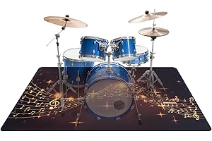OUUTMEE 200 x 160 cm, tapis de batterie antidérapant, tapis d'exercice pour batterie électronique, accessoires de batterie jazz, protection du sol (motif notes de musique)