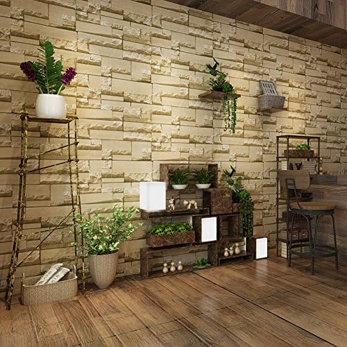 Gold Yellow 3D PVC Wallpaper Nonwovens Living room Coffee Shop TV Background House Wallcoverings 20.8" x 393.7"