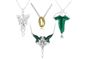 YOUU UoYu 4 piezas Arwen - Collar con colgante de estrella de noche, collar de cadena con broche de hoja verde elfo
