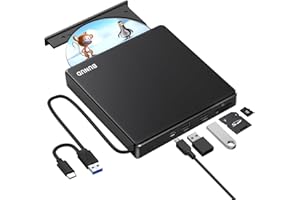BUNUD External CD DVD Drive, USB 3.0 & Type-C CD/DVD +/-RW ROM Burner Writer Rewriter with SD/TF & USB Ports, Optical Disc Drive DVD Player for Laptop PC Winodws 11/10 Mac MacBook Pro Air Apple iMac