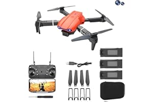 GOHAPHE GPS Drone E99 Pro for Adults Pro Dual Camera Foldable Professional Live Video Drone RC Quadcopter Aircrafts with 2 Extra Batteries (Orange)