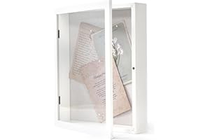 Muzilife 3D Holz Bilderrahmen mit Öffnung zum Befüllen 28x35cm Objektrahmen mit Stecknadeln und Dübel für DIY Display Shadow Box Ostern Geschenk für Familie Freunde Büro, Weiß