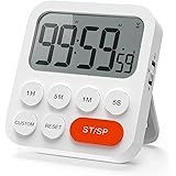 LIORQUE Timer da Cucina Digitale, Timer Multifunzione con Funzione Orologio, 3 Livelli di Volume, Schienale Magnetico, Suppor