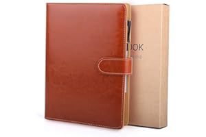 BESTOO Filofax A5 Carnet de Notes Cahier en Cuir Rechargeable Voyage Diary Notebook Bullet Journal 200 Pages de Papier épais de 100 gsm, Cadeau pour Hommes et Femmes (Marron)