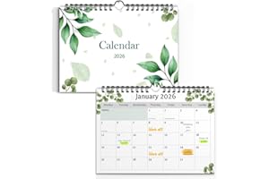 PAPA PRINTS 2026 Calendar UK A4 Wall Calendar 2026 UK Ideal for Home, Office & School 12 Month-to-View Calendar for Holidays, Work Organisation & Scheduling (Greenery Calendar)