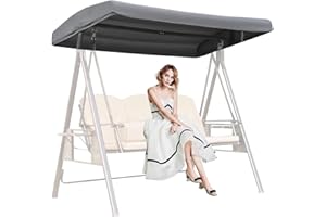 DFANCE Replacement Canopy for Swing Seat 2 3 Seater Hammock Cover Top Garden Outdoor,Sunscreen Patio Swing Canopy Cover Waterproof Swing Top Cover,Grey,190T:213 * 122 * 18/23cm