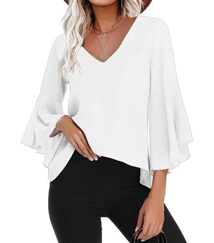 MASCOMODA Top da donna a maniche lunghe con scollo a V