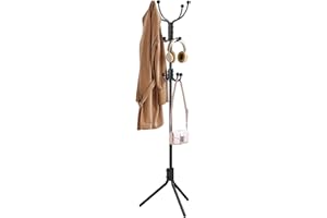 FAVOOSTY Appendiabiti con 12 ganci, Stand Appendiabiti in piedi, Coat Rack, Appendiabiti per soggiorno, camera da letto (nero)