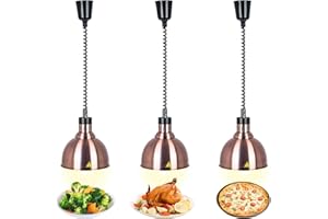 ‎VFDZ VFDZ Lebensmittel Wärmelampe, Kommerzielle Speisenwärmer Lampe, 250W Wärmelampe für Speisen, Buffet Heizlampe Einziehbares Hängende für Buffets und Küche Esszimmer(B-25cm, 3 Stück)