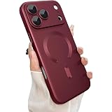 DIZORO Magnetic Case for iPhone 17 Pro Max / 18 Pro Max Case [Compatible with MagSafe][Built-in Camera Lens Protector] Slim Bumper Shockproof Metallic Luster Back Cover Phone Case - Wine Red: 