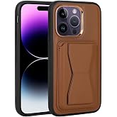 Zore Apple i&ccedil;in uyumlu iPhone 14 Pro Max Kılıf Kartlıklı Standlı ​Pu Deri Zore Memo Kapak Kahverengi