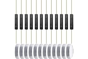 JYUDAUFU 12 Pcs 14A Plastic Reed Switch / 3 × 14 mm Normally Open NO Reed Contact Sensor/Relay Magnetic Induction Switch with Magnet Pieces for Door Window Sensor Alarm