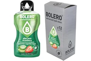 BOLERO & CO. LTD Bolero 12 Bustine Monodose da 3 gr. Gusto Aloe Vera Fragola Strawberry, Drink Bevanda Istantanea - 12 x 3g