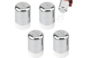 Omlalayi Lot de 4 Salieres et Poivrieres,Salières et Poivrières,Mini Salières,Bouteille D'assaisonnement en Acier Inoxydable Réservoir,En Acier Inoxydable - Pour Boîte à Bento,Bureau,Camping