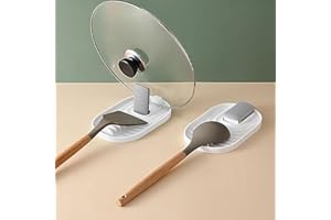 BIGCHEER Range ustensiles cuisine,Repose Cuillère Cuisine,Support Couvercle Repose, Pose Ustensiles,Pour Cuisinière,Porte Stensiles De Cuisine Pour Louches,Porte-Cuillère Pour Cuisinière (2 Pièces Blanc)