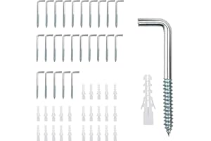 Dimiff Ganci a Vite Multiuso, Occhielli a Vite per Legno, Gancetti Portachiavi e Tassello Gancio, Set di Viti a Occhiello e Gancio Muro per Cartongesso e Muri in Cemento | M3.8 * 50mm