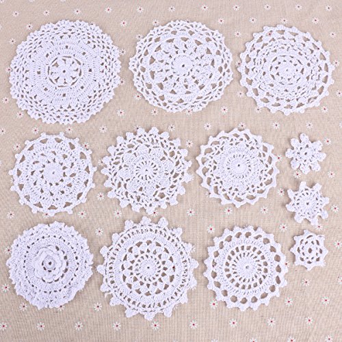 24 x Häkeldeckchen Spitzendeckchen Tischdecke Weiss 100% Handarbeit Hochzeit Deko - 2