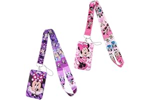 Cordones con Fundas de Tarjetas Hilloly 2 Piezas Mouse Correa para el Cuello Minnie Correa para el Cuello para Tarjetas para Llaves, Tarjetas de Identificación, Oficina