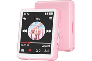 OILSKY Reproductor MP3 Bluetooth - 128GB Reproductor de Música, Altavoz Incorporado y Radio FM, 1,8'' Mini MP3 Niños y Deportes (Rosa)