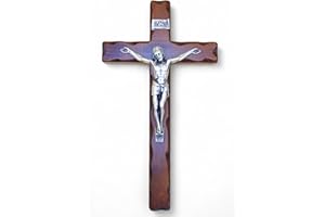 LA BALESTRA Wandkreuz – Handwerk Made in Italy Christus und INRI 999 Silber plattiert – Wandkreuz aus Holz, Pflege und Präzision der Details des Jesus Kruzifix – 32 x 18 cm